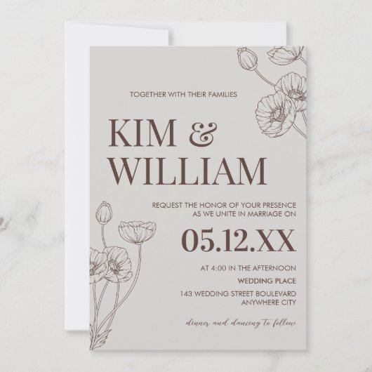 Minimalistische Boho Terracotta bruiloft Kaart (Voorkant)