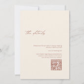 Minimalistische Boho Terracotta QR Code Trouwen Kaart (Achterkant)