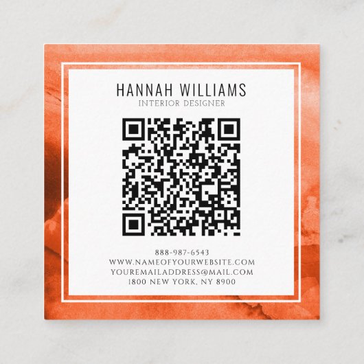 Minimalistische Boho Terracotta Unieke QR-code Mod Vierkante Visitekaartje (Achterkant)