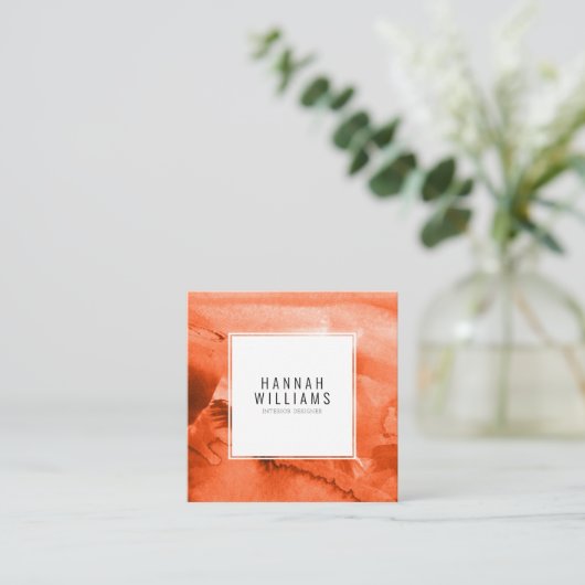 Minimalistische Boho Terracotta Unieke QR-code Mod Vierkante Visitekaartje (Staand voorkant)