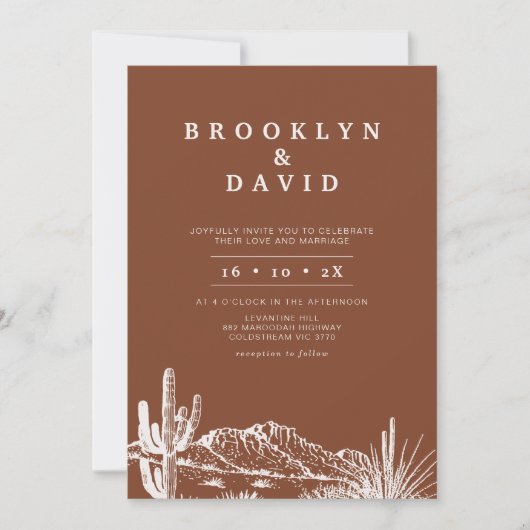 Minimalistische Boho Terracotta Westerne Woestijnb Kaart (Voorkant)