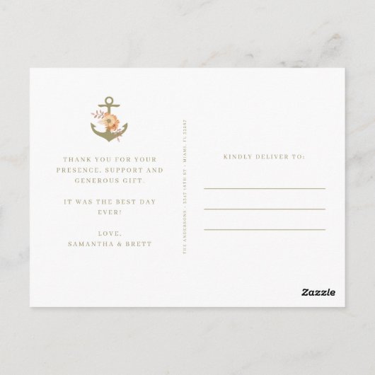 Minimalistische Boho trouwfoto dank u Briefkaart (Achterkant)