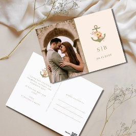 Minimalistische Boho trouwfoto dank u Briefkaart