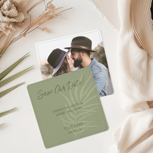 Minimalistische Boho trouwfoto Save The Date
