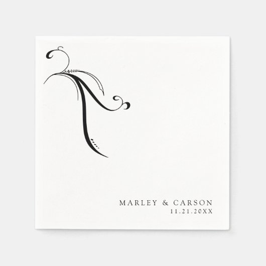 Minimalistische Boho Trouwnamen & Datum Servet (Voorkant)