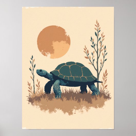 Minimalistische Boho Turtle Wall Art Poster (Voorkant)