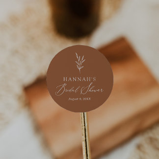 Minimalistische Boho Verbrande Oranje Bruidsuitnod Ronde Sticker