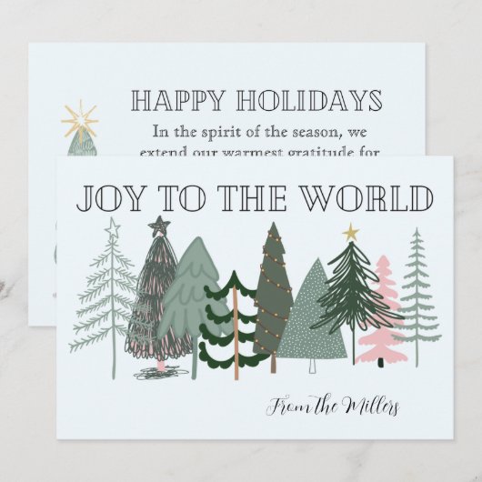 Minimalistische Boho Vreugde voor de Wereld Kerstk Feestdagenkaart (Voorkant / Achterkant)