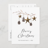 Minimalistische Boho Vrolijke Kerstgroet Feestdagenkaart (Voorkant / Achterkant)