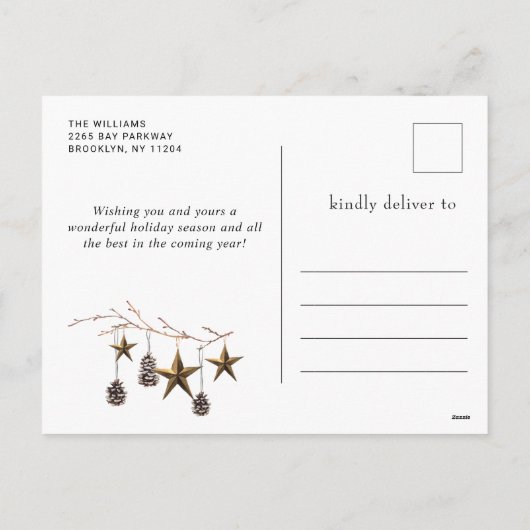 Minimalistische Boho Vrolijke Kerstgroet Feestdagenkaart (Achterkant)