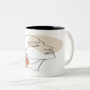 Minimalistische Boho Vrouw Gezichtslijn Kunst Mok