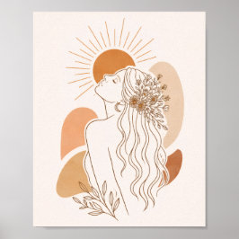 Minimalistische Boho Vrouw Kunst Poster