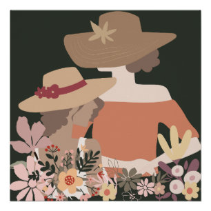 Minimalistische Boho Vrouwen met Hats Muurkunst Perfect Poster