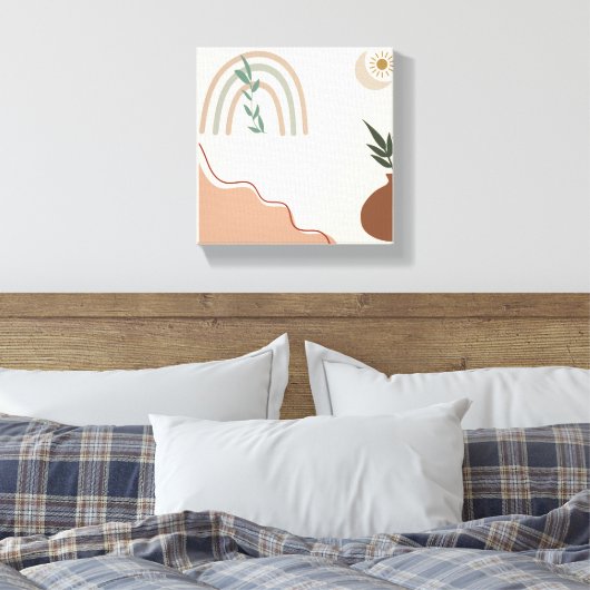 Minimalistische Boho Wall Art | neutraal esthetisc Canvas Afdruk (Insitu (Slaapkamer))