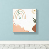 Minimalistische Boho Wall Art | neutraal esthetisc Canvas Afdruk (Insitu (Houten vloer))