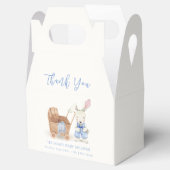 Minimalistische Boho wandelwagen Konijn Jongen Bab Bedankdoosjes (Geopend)