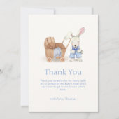 Minimalistische Boho wandelwagen Konijn Jongen Bab Bedankkaart (Voorkant)