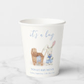 Minimalistische Boho wandelwagen Konijn Jongen Bab Papieren Bekers (Achterkant)