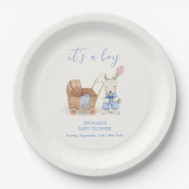 Minimalistische Boho wandelwagen Konijn Jongen Bab Papieren Bordje