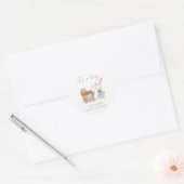 Minimalistische Boho wandelwagen Konijn Jongen Bab Ronde Sticker (Envelop)