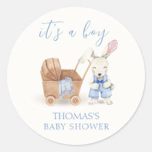 Minimalistische Boho wandelwagen Konijn Jongen Bab Ronde Sticker