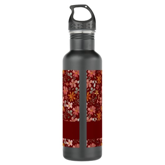 Minimalistische boho waterverf bloemrood waterfles (Achterkant)