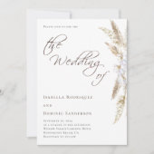 Minimalistische Boho Waterverf Pampas Grass Weddin Kaart (Voorkant)