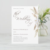 Minimalistische Boho Waterverf Pampas Grass Weddin Kaart (Staand voorkant)