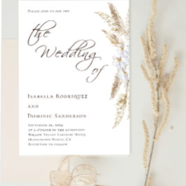 Minimalistische Boho Waterverf Pampas Grass Weddin Kaart