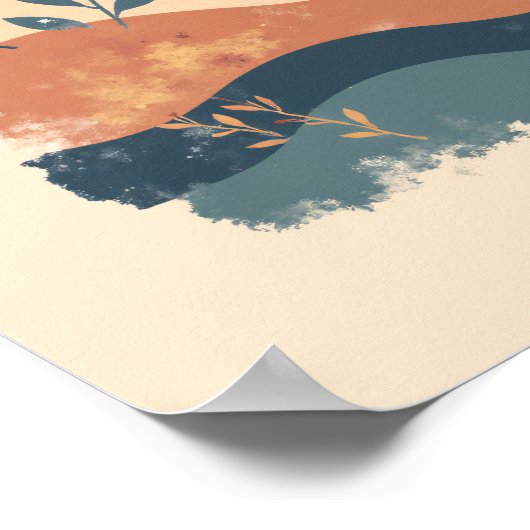 Minimalistische Boho Wave Pattern Abstracte muurku Poster (Hoek)