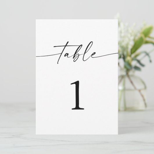 Minimalistische Boho Wedding Table Numbers Aankondiging (Staand voorkant)