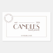 Minimalistische Boho White & Beige kaarsetiketten Rechthoekige Sticker (Voorkant)