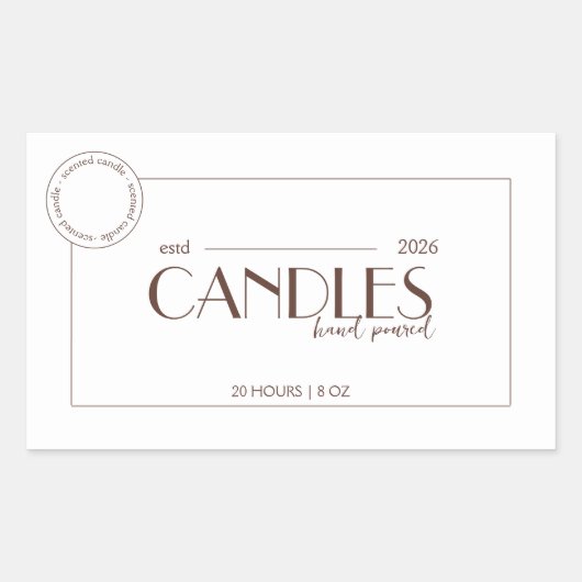 Minimalistische Boho White & Beige kaarsetiketten Rechthoekige Sticker (Voorkant)