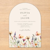 Minimalistische Boho Wildflower Bloemen Bruiloft Acryl Uitnodigingen (Voorkant)