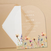 Minimalistische Boho Wildflower Bloemen Bruiloft Acryl Uitnodigingen
