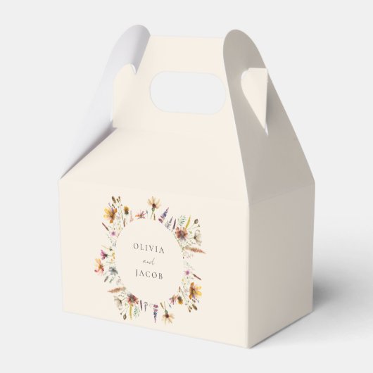 Minimalistische Boho Wildflower Bloemen Bruiloft Bedankdoosjes (Voorkant Zijde)