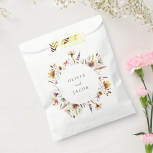 Minimalistische Boho Wildflower Bloemen Bruiloft Bedankzakje
