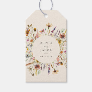 Minimalistische Boho Wildflower Bloemen Bruiloft Cadeaulabel