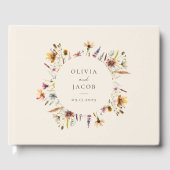 Minimalistische Boho Wildflower Bloemen Bruiloft Gastenboek (Voorkant)