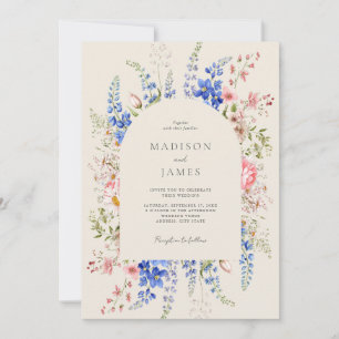 Minimalistische Boho Wildflower Bloemen Bruiloft Kaart