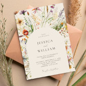 Minimalistische Boho Wildflower Bloemen Bruiloft Kaart