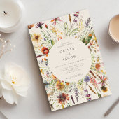 Minimalistische Boho Wildflower Bloemen Bruiloft Kaart