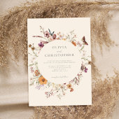 Minimalistische Boho Wildflower Bloemen Bruiloft Kaart