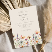 Minimalistische Boho Wildflower Bloemen Bruiloft Kaart