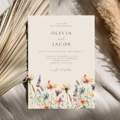 Minimalistische Boho Wildflower Bloemen Bruiloft Kaart