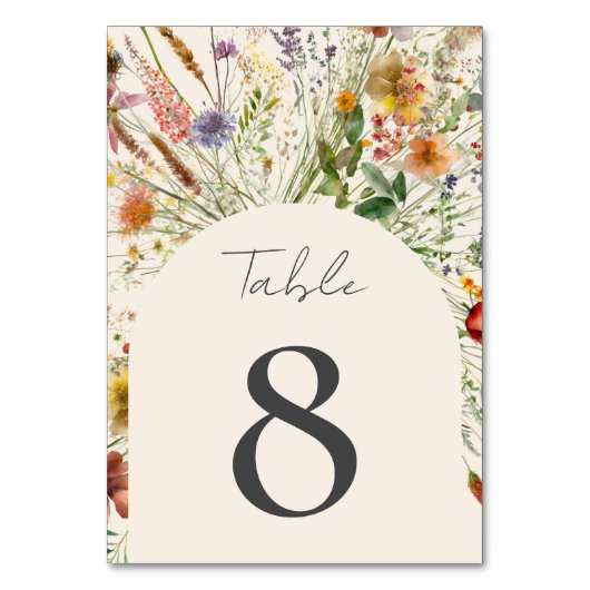 Minimalistische Boho Wildflower Bloemen Bruiloft Kaart (Achterkant)