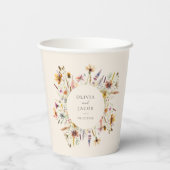 Minimalistische Boho Wildflower Bloemen Bruiloft Papieren Bekers (Achterkant)