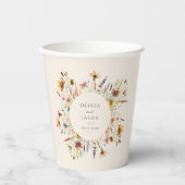 Minimalistische Boho Wildflower Bloemen Bruiloft Papieren Bekers (Voorkant)