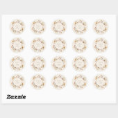 Minimalistische Boho Wildflower Bloemen Bruiloft Ronde Sticker (Vel)