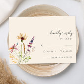 Minimalistische Boho Wildflower Bloemen Bruiloft RSVP Kaartje